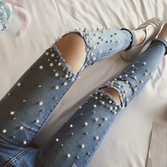 Slim Jeans with Beads - Picture 3 of 3